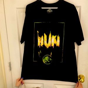 Black. XL. Jurassic World tee shirt. “Run”